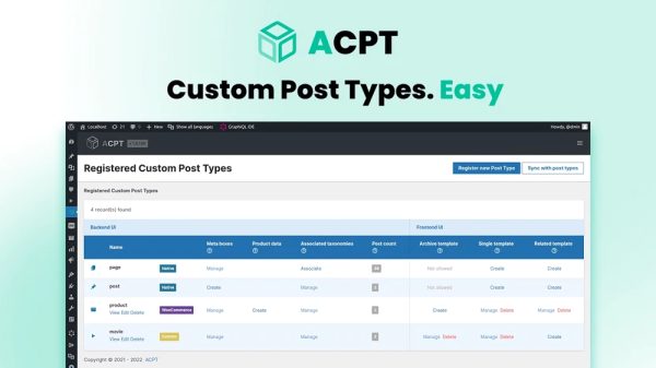 ACPT – Custom post types plugin for WordPress